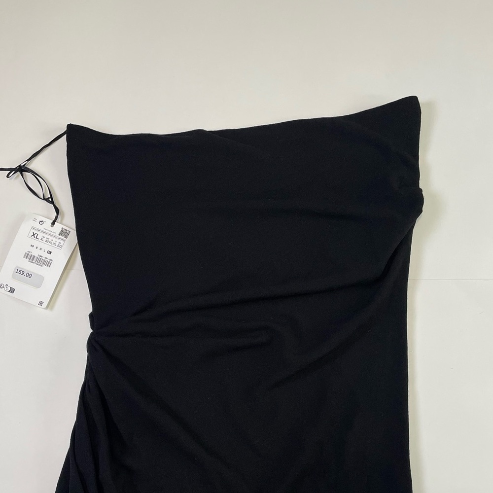 NWT ZARA Studio Black Wool Draped Dress XL - Picture 7 of 16